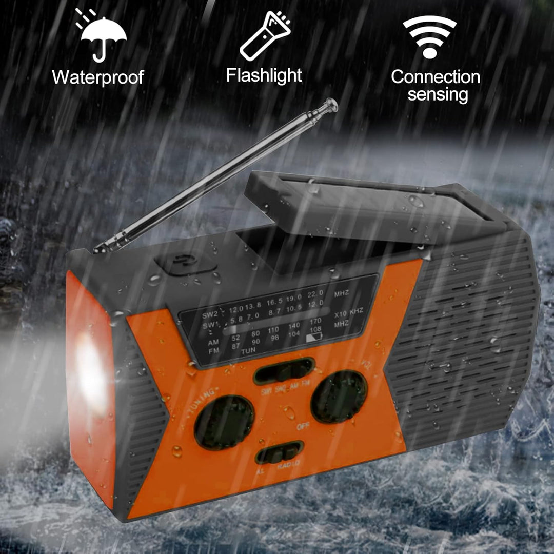 Multifunktionales Solar Radio Handkurbel, Wiederaufladbar 2000 mAh AM FM NOAA Notfallradio Kurbelrad