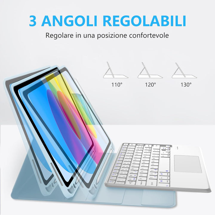 Für iPad A16 11/10 Generation 2025/2022 11/10,9 Zoll Tastaturabdeckung | Abnehmbare Bluetooth-Tastat