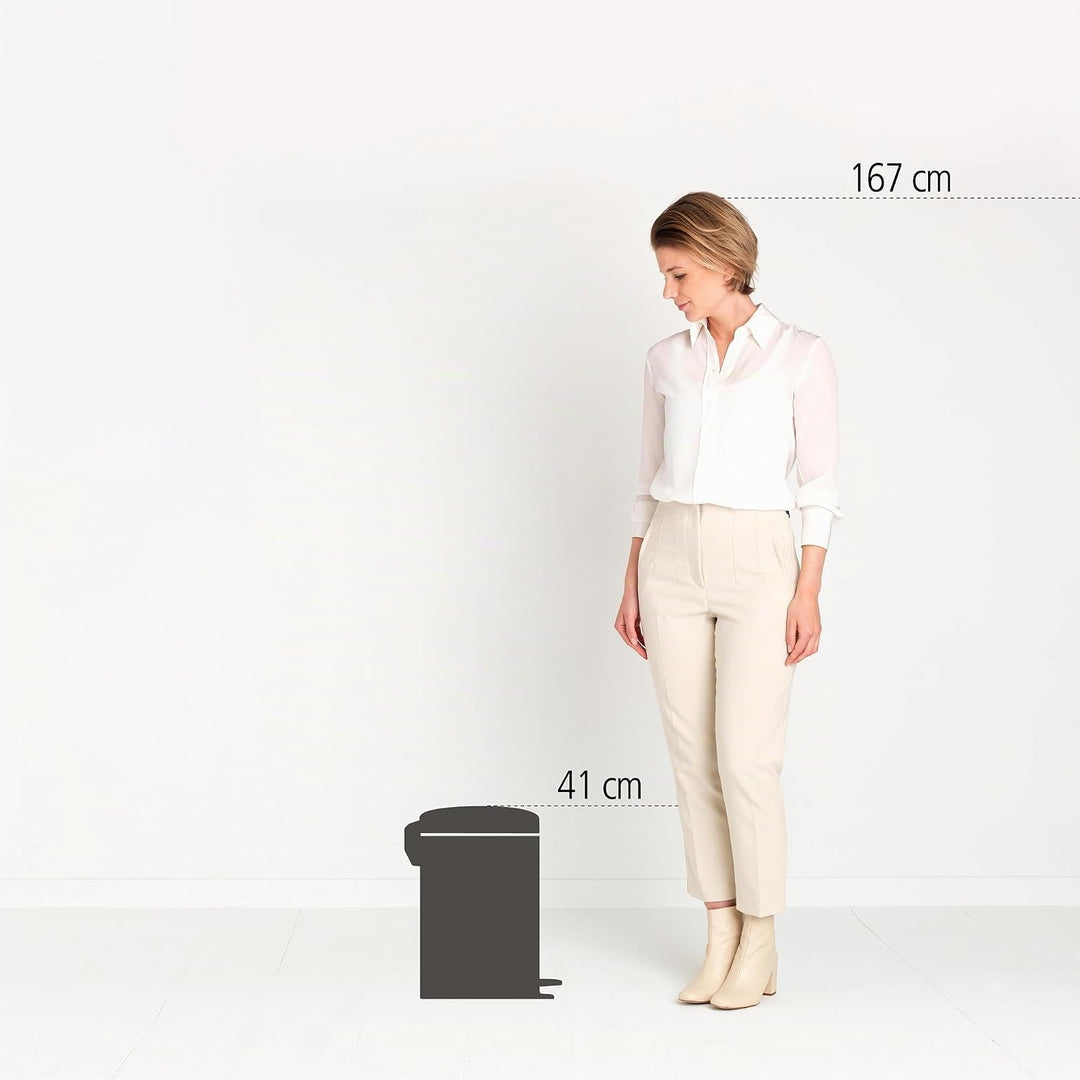 Brabantia 111969 Treteimer mit Inneneimer aus Kunststoff, stahl, weiss, 12 Liter Weiss 12, Weiss, 12