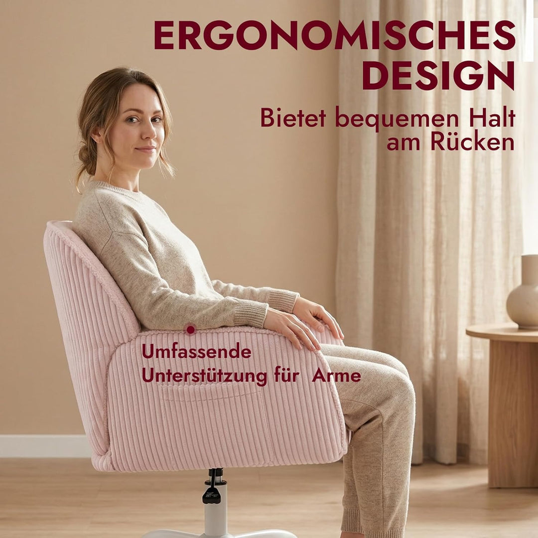 Bürostuhl Schreibtischstuhl Homeoffice Stuhl Schminktisch Stuhl – Sherpa- & Cordstoff, Ergonomisch m