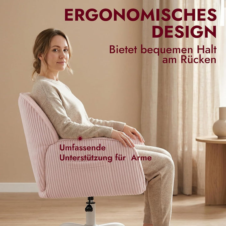 Bürostuhl Schreibtischstuhl Homeoffice Stuhl Schminktisch Stuhl – Sherpa- & Cordstoff, Ergonomisch m