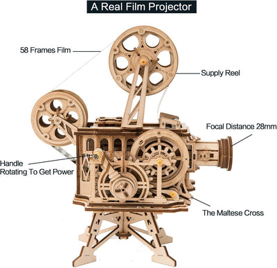 ROKR Vitascope Holzpuzzle, Mechanische Modellbausätze, Technischer Modellbausatz, Hand-Generator Kla