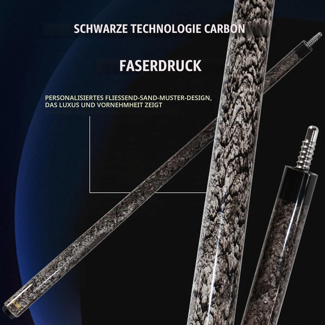 Billardqueue, Carbonfaser, 142 cm, Spitze 12 mm, Carom Billiards-Queue, professionell, mit Chalk und