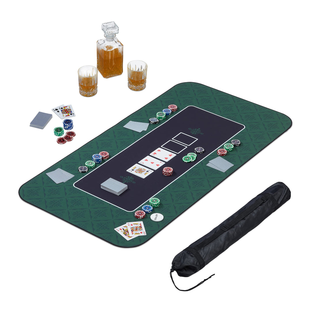 Relaxdays Pokermatte 120 x 60 cm, Texas Holdem, Pokertischauflage gross, rutschhemmend, Polyester, P