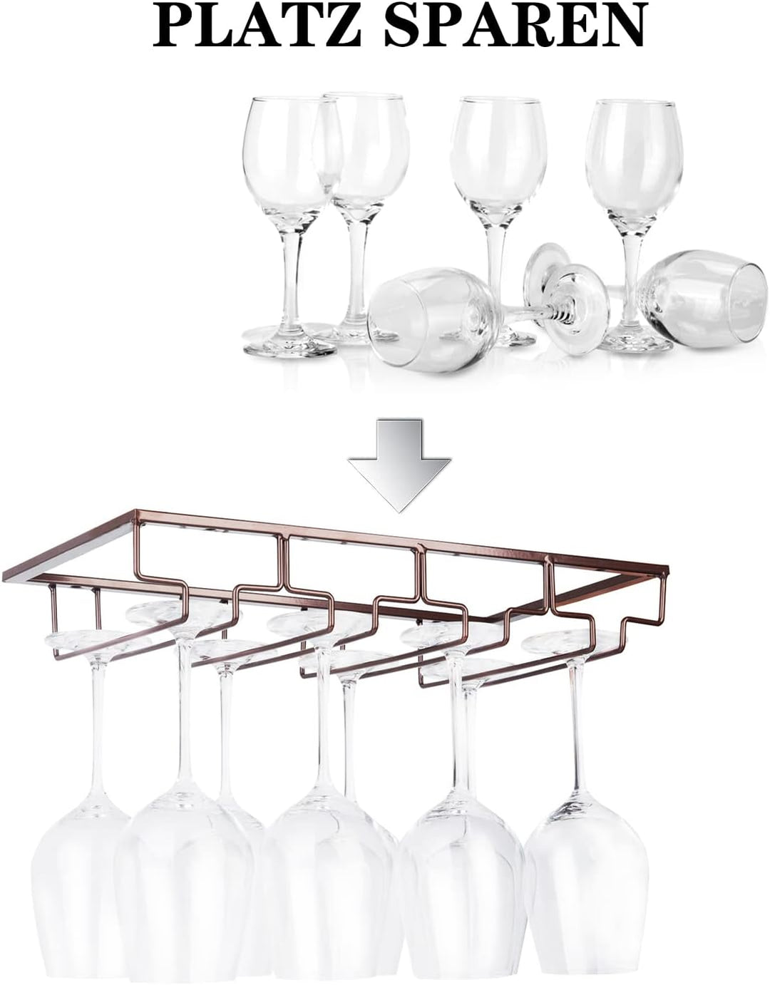 FOMANSH Weinglashalter unter dem Schrank, Gläserhalterung für Weingläser Stielgläser, hängender Wein