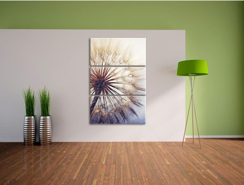 Pixxprint Schöne Pusteblume Bunstift Effekt 3-Teiler Leinwandbild 120x80 Bild auf Leinwand
