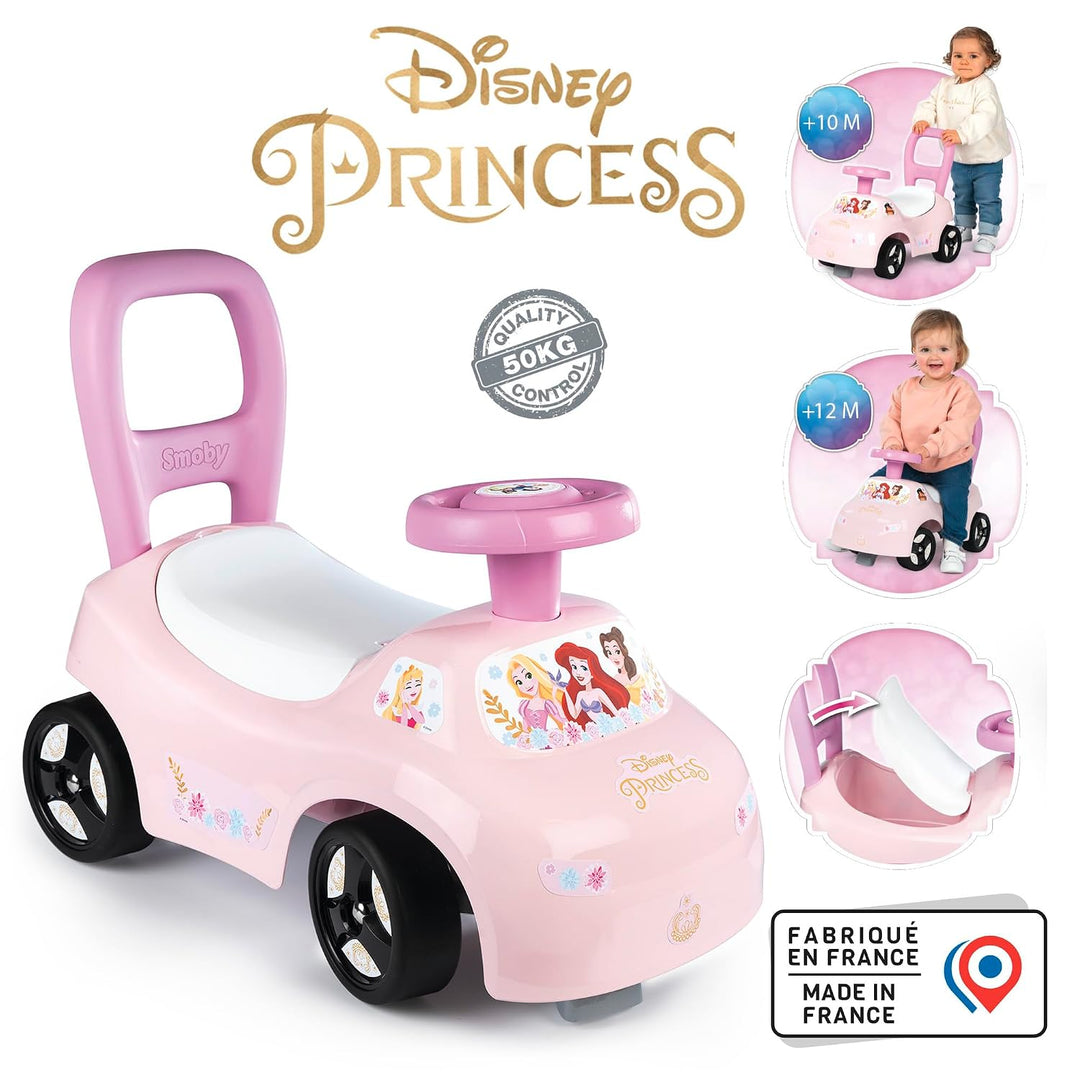 Smoby Disney Princess Rutscher – wendiges Kinderfahrzeug mit Hupenlenkrad – Rückenstütze, Staufach,