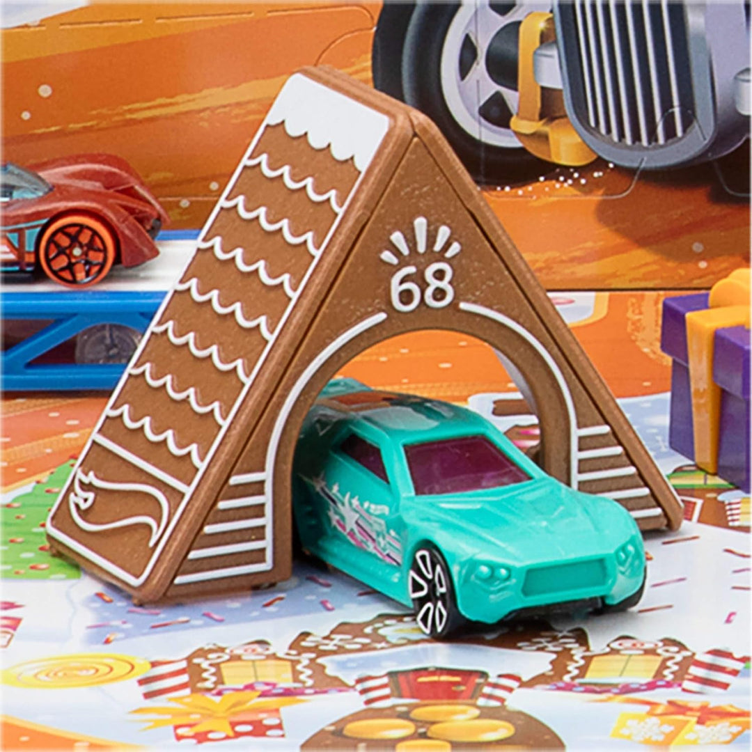 Hot Wheels Spielzeugautos und Spielset, Adventskalender 2025 mit 10 Fahrzeugen im Massstab 1:64, 10