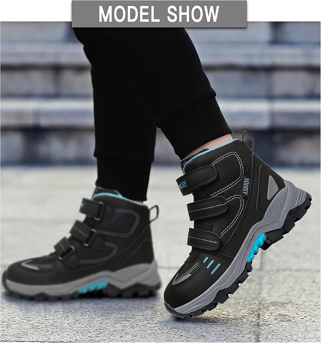 ASHION Jungen Winterschuhe Kinder Winterstiefel gefüttert und wasserdicht – rutschfeste Outdoor Wand