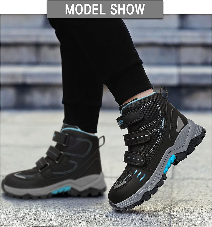 ASHION Jungen Winterschuhe Kinder Winterstiefel gefüttert und wasserdicht – rutschfeste Outdoor Wand