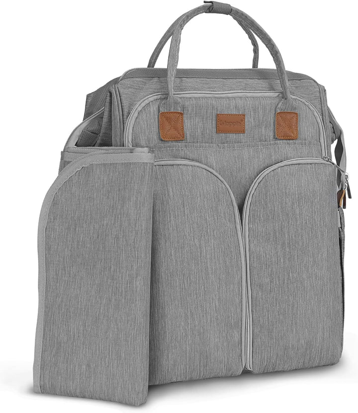 Gloppie Wickeltasche Rucksack Baby Wickelrucksack mit Tragbarer Wickelauflage und Kinderwagengurten,