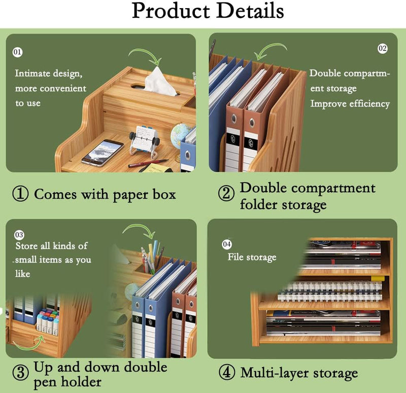 Aktualisierter Schreibtisch-Organizer aus Holz, grosse Kapazität, Schreibtisch-Organizer, ordentlich
