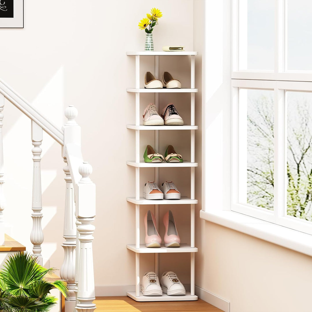 Vertikales Schmales Schuhregal, Standregal mit 7 Ebenen, Schuhablage, Schuhablagen, Schuhaufbewahrun