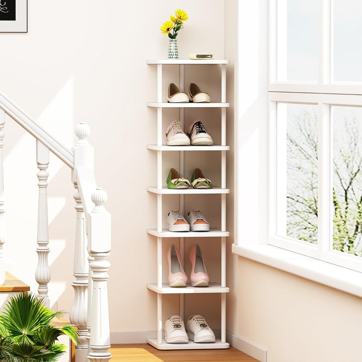 Vertikales Schmales Schuhregal, Standregal mit 7 Ebenen, Schuhablage, Schuhablagen, Schuhaufbewahrun
