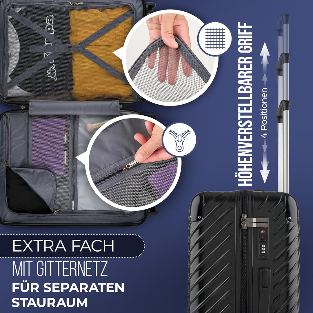 80L (64x44x28) Reisekoffer mit Rollen - Extrem Stabiler Trolley Koffer mit Laptoptaschen-Befestigung