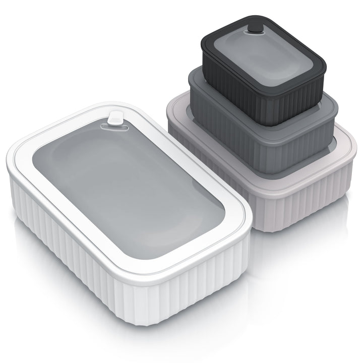 Arendo – Vorratsdosen mit Deckel – Lunchbox Set - 4 Dosen bis zu 4 Liter – Dampf-/Druckventil – inei