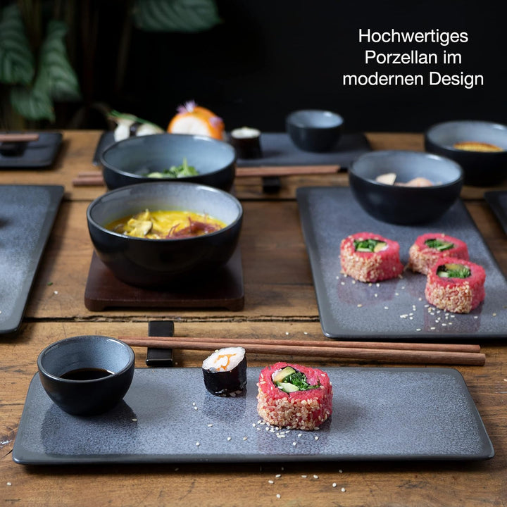 Moritz & Moritz Sushi Geschirr Set für 4 Personen - 29 Teile - Sushi Servierset mit 3X Sushi-Platte