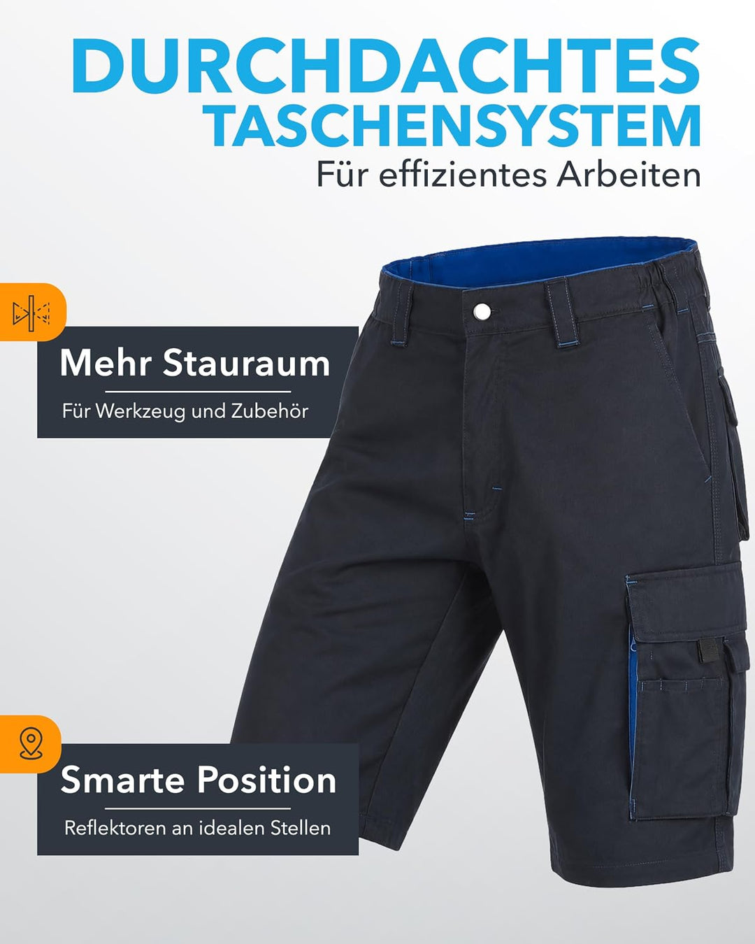 TMG Arbeitsshorts Herren Finesse - leichte Cargo Bundhose kurz aus robustem Baumwoll-Polyester-Mix m