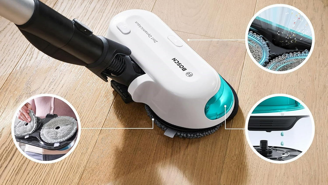 Bosch, Unlimited 7 ProHygienic Aqua Kabelloser Staubsauger, 2-in-1 DynamicAqua Bürste, konventionell