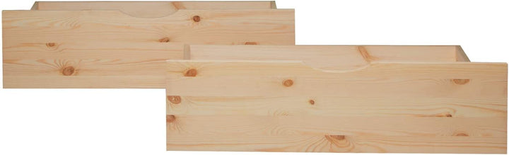Homestyle4u Bettkasten Aufbewahrung mit Rollen Holz Natur 2er Set Bett Schublade Schubkästen 2 Stück
