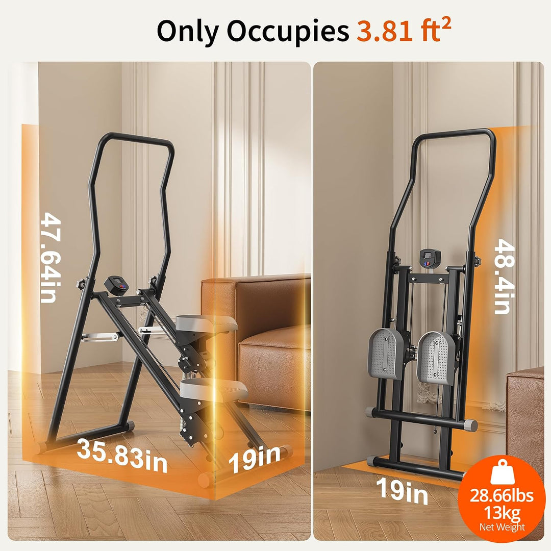 MOMODA Treppenstepper Klettertrainer mit Reistance für Zuhause Cardi Übung faltbar grau Weiss/opulen