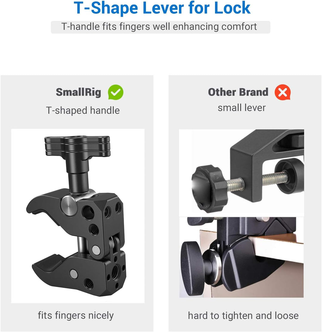 SMALLRIG Super Clamp mit Backe Öffnet von 10 bis 55 mm Universal Befestigungs-Mechanismus Starke tra