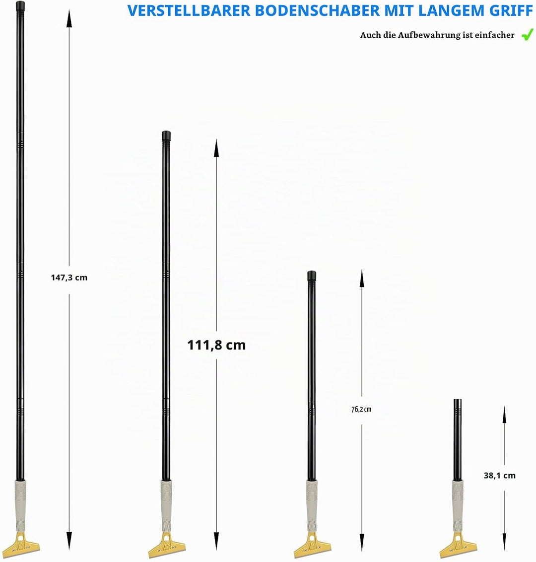 EHDIS Tapetenentferner Kit - Fensterschaber mit Teleskopstiel (120cm), Glasschaber (Klingen im Griff