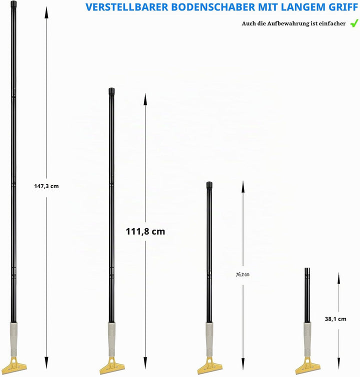 EHDIS Tapetenentferner Kit - Fensterschaber mit Teleskopstiel (120cm), Glasschaber (Klingen im Griff