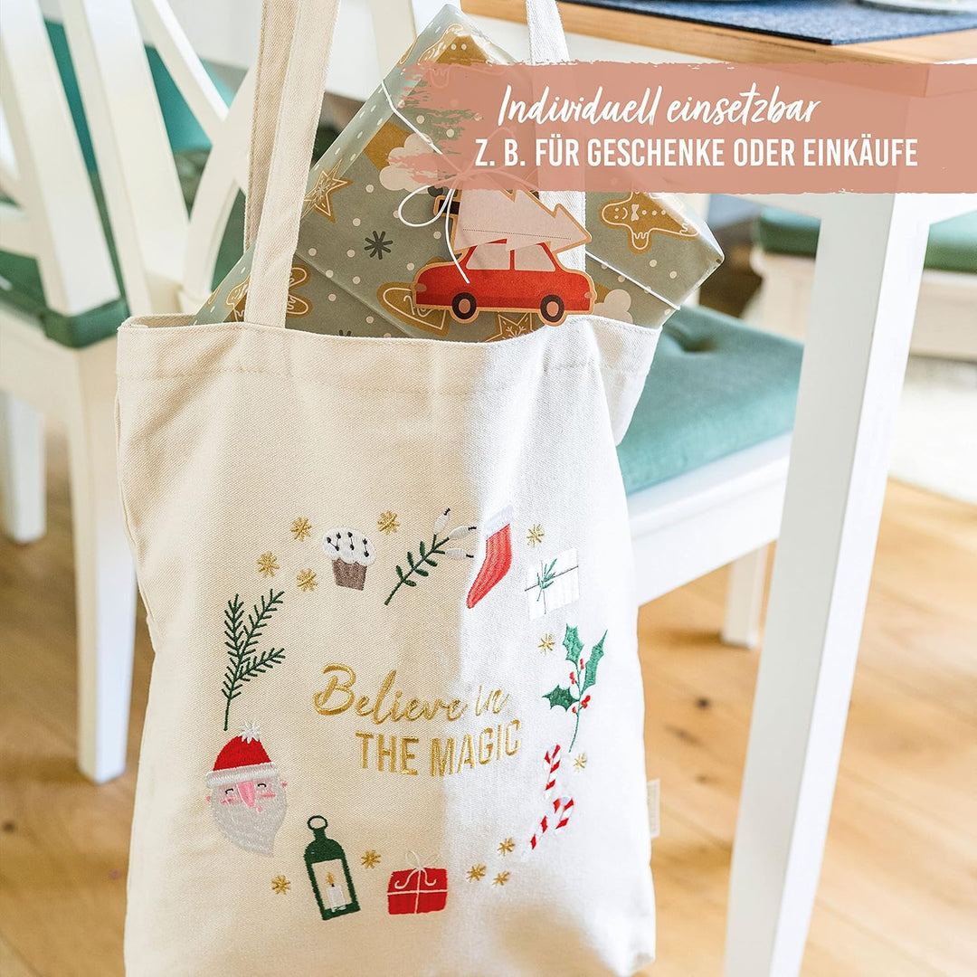 Papierdrachen Weihnachten Jutebeutel - Canvas Tasche Merry Christmas - mit weihnachtlichem Motiv und