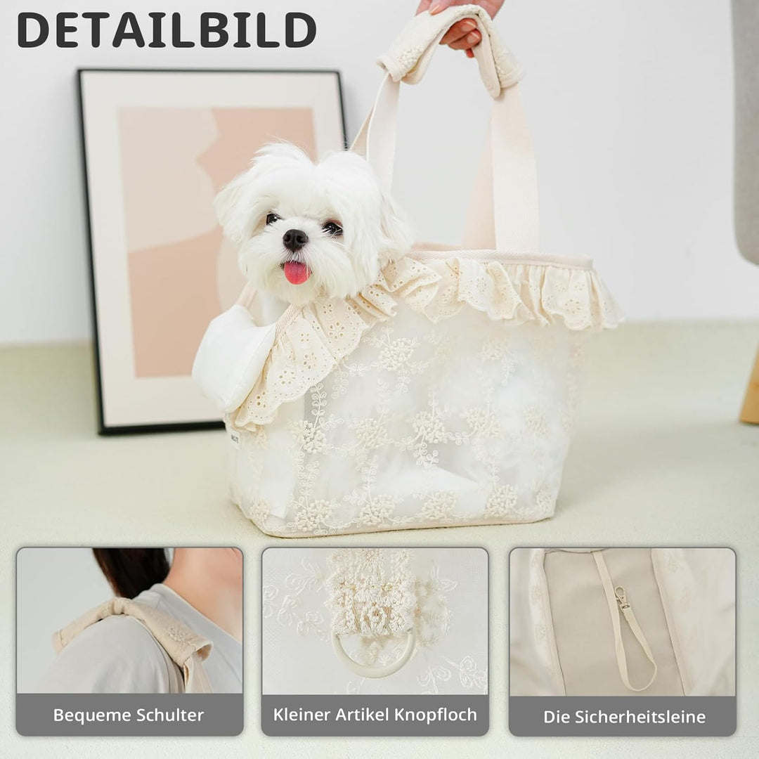 ONECUTE Hundetasche/Tragetasche für Hunde, Spitze, klein, für Hunde und Katzen und Kaninchen, Beige