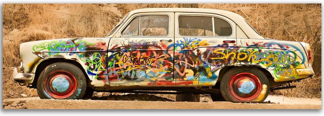 Feeby Frames, Leinwandbild, Bilder, Wand Bild, Wandbilder, Kunstdruck 40x100cm, Auto, Transport, Gra