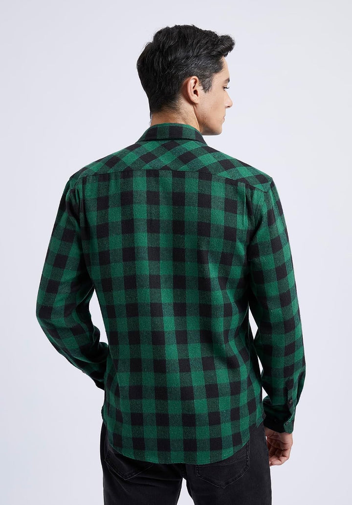HISDERN Flanellhemd Herren Karierte Hemden Herren Langarm Button Down Baumwolle Holzfällerhemd Regul