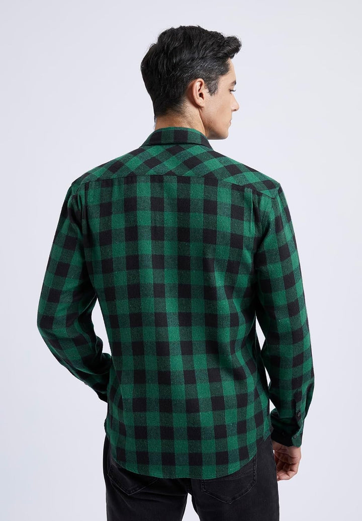 HISDERN Flanellhemd Herren Karierte Hemden Herren Langarm Button Down Baumwolle Holzfällerhemd Regul