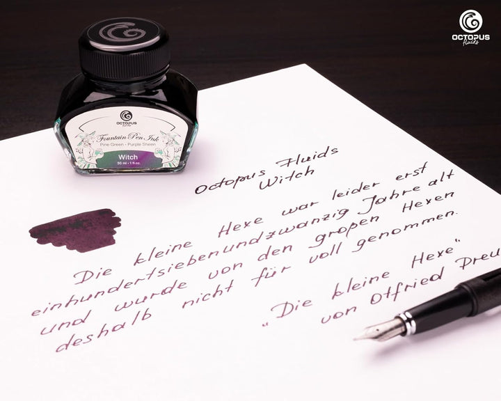 Octopus Fluids Füllhaltertinte Sheen mit Konverter, Witch, Grün, 30 ml Witch 30 ml, Witch 30 ml