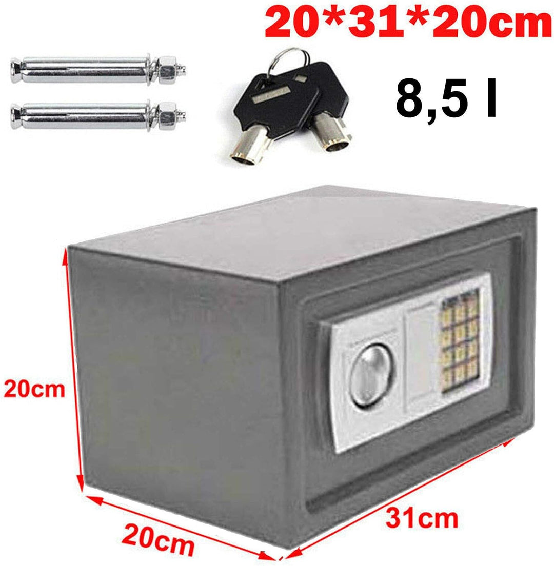 Tresor Elektronik Zahlenschloss 8.5L 31x20x20cm Doppelstahlbolzen Montagematerial Safe Möbeltresor G