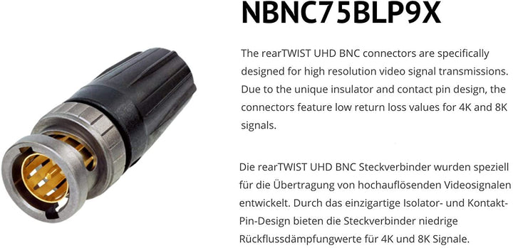Sommer Cable 7,5m 12G 6G 3G SDI Video-Kabel 4K UHD HD-SDI (HDTV) SC-Vector 0.8/3.7 1 x 0,80 mm² blau