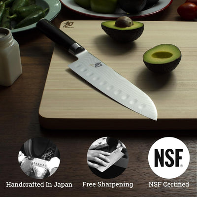 KAI DM0718 Shun Classic Santoku mit Kullenschliff Klinge 18,0 cm, DM-0718 Messer, Mehrfarbig, One si