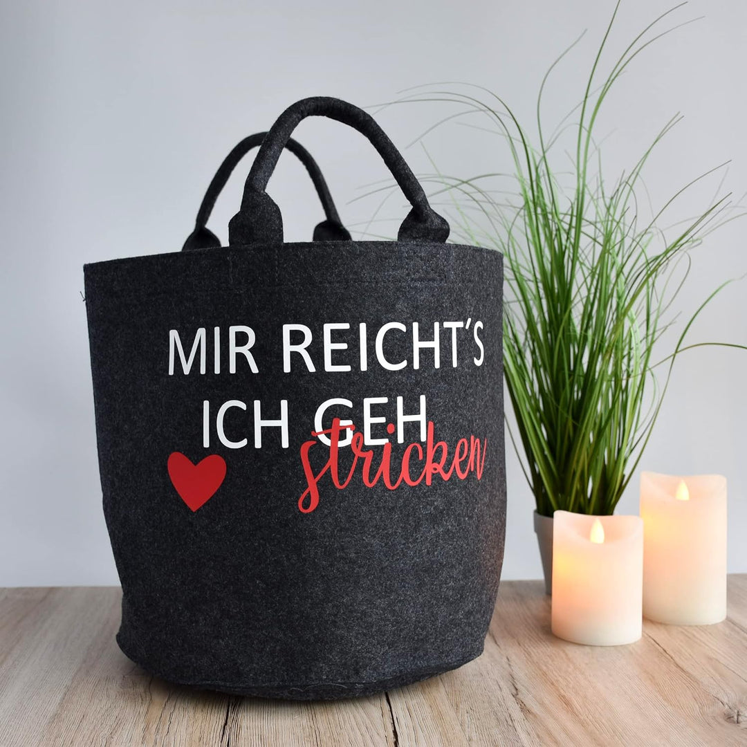 Strickkorb aus Filz | Aufbewahrung für Wolle und Garn | Utensilo zum Stricken oder Häkeln | Geschenk