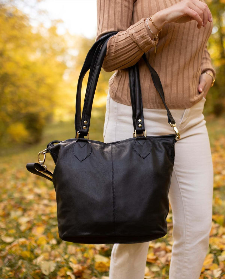 Gusti Shopper Leder - Therese Handtasche Damen Umhängetasche Vintage mit Reissverschluss Shopper Led