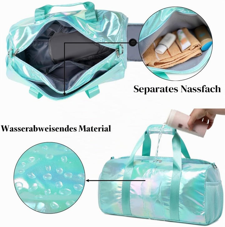 Laser Sporttasche für Kinder Mädchen Reisetaschen Weekender Multifunktion Schulsporttasche Trainings