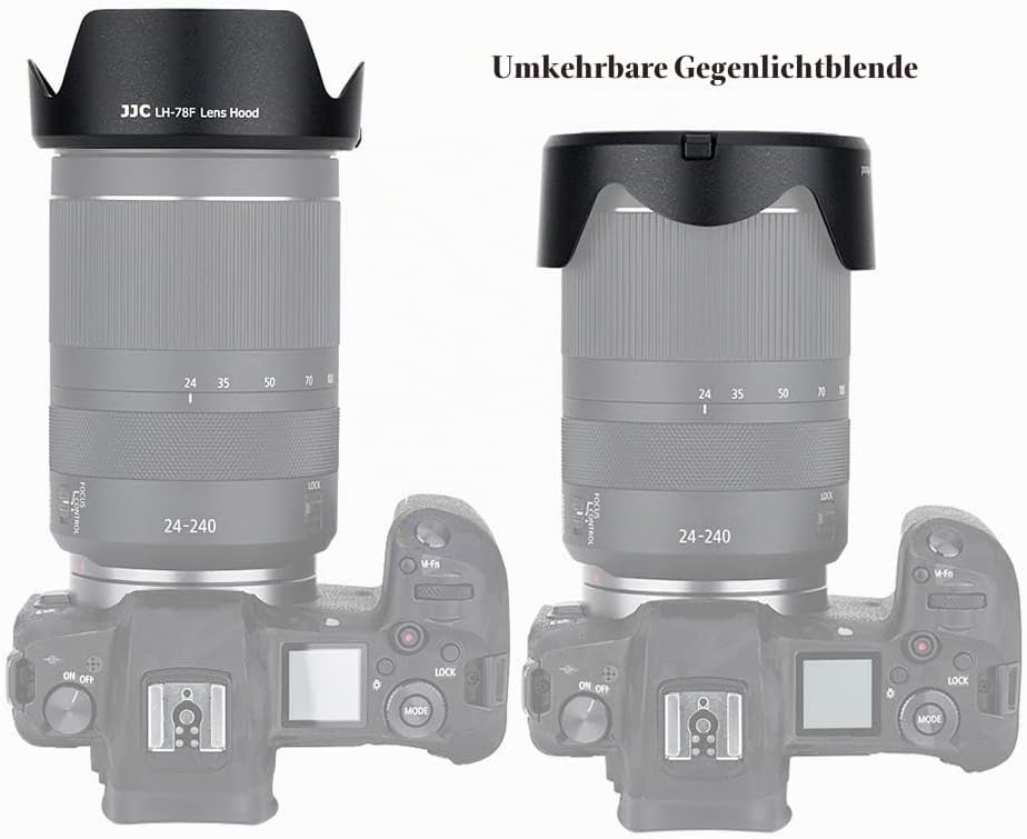 JJC Umkehrbare Gegenlichtblende für Canon RF 24-240 mm f/4-6.3 is USM Objektiv für Canon EOS R RP er