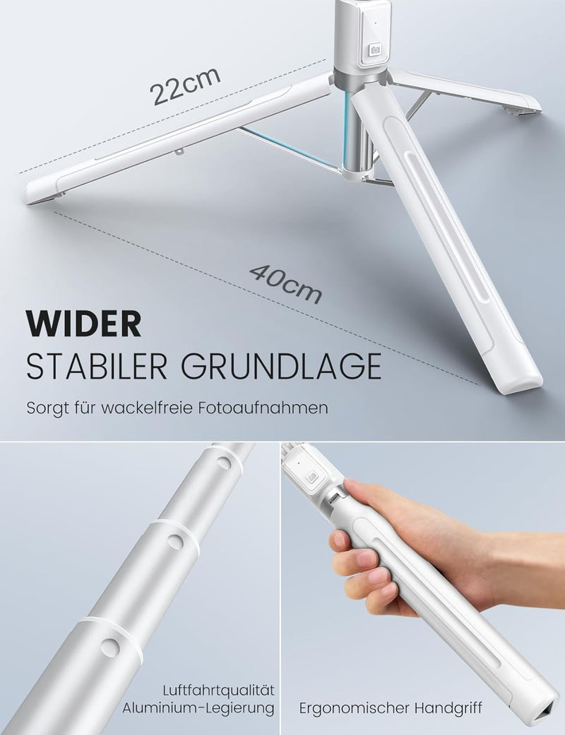 ANXRE 150cm Handy Stativ mit FernauslöSer [VerstäRkter Ständer],All-In-One Selfie Stick Handy Stativ