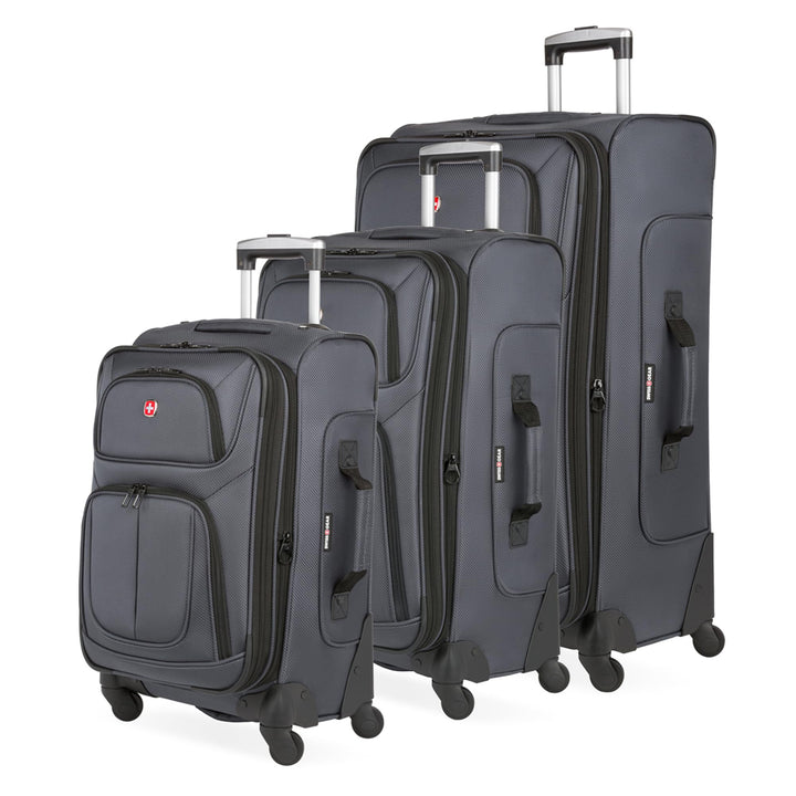 Swiss Gear Sion Softside Erweiterbares Rollgepäck, grau dunkel, 3-Piece Set (21/25/29), Sion Softsid