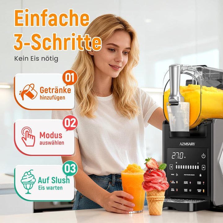 Slush Maschine – 2,5 L Eismaschine &amp; Slushie Maschine für Zuhause, mit LED-Display, 6 voreingestellt