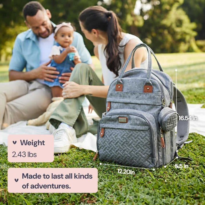 BabbleRoo Baby Wickeltasche/Rucksack, Wickelrucksack lässige Wickeltaschen Grau, Grau