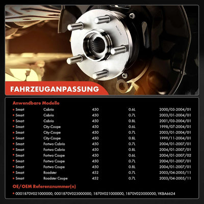 Frankberg 1x Radnabe Radlagersatz Vorderachse Links oder Rechts Kompatibel mit Cabrio 450 2000-2004