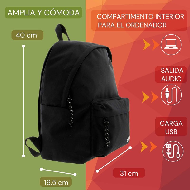 Coronel Tapiocca Herren Rucksack Urban Laptop Backpack 31x40x13 Schwarz, Schwarz