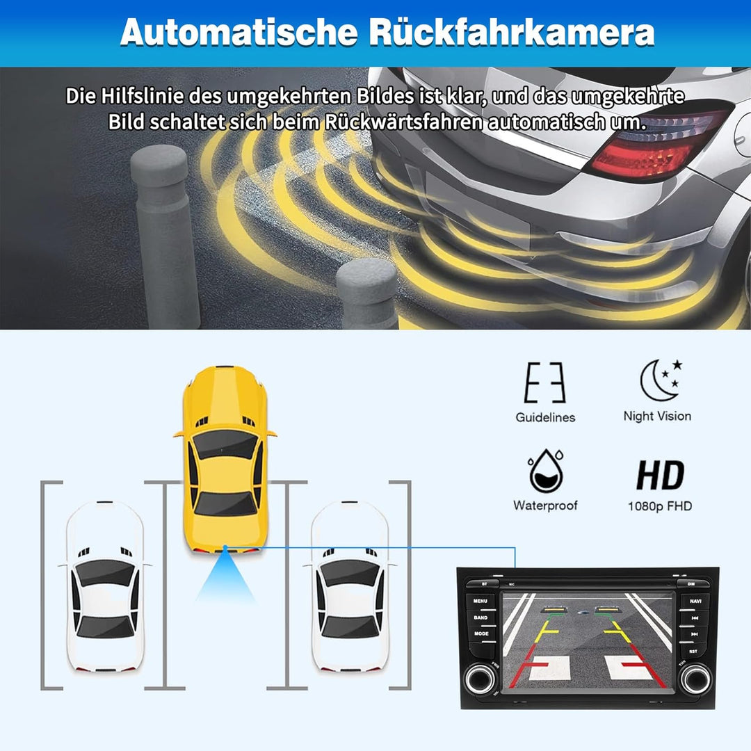 Bluetooth Radio für Audi A4/S4/RS4 B6/B7 2002-2008 mit CarPlay/Android Auto | Rückfahrkamera, GPS Na