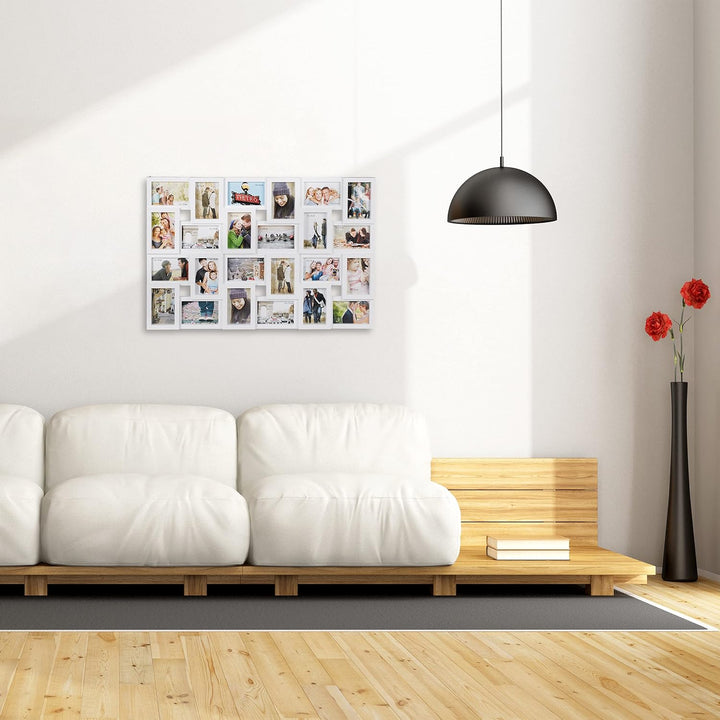 Relaxdays XXL Bilderrahmen Collagen für 24 Bilder in 10 x 15, Hoch- oder Querformat, Kunststoff, HxB