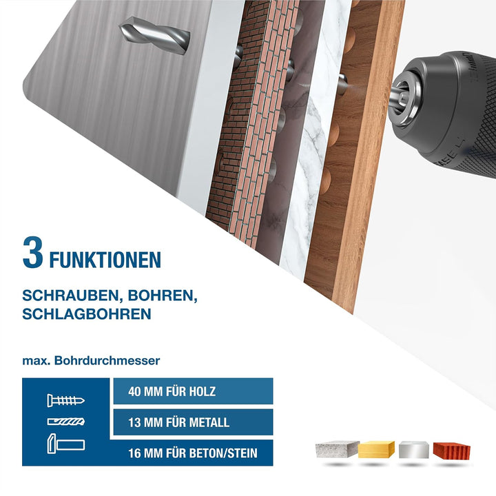 HYUNDAI Akku-Schlagbohrschrauber HD20X-60-2A2 | 20V, bürstenloser Motor, 60 Nm, 13mm Metallbohrfutte